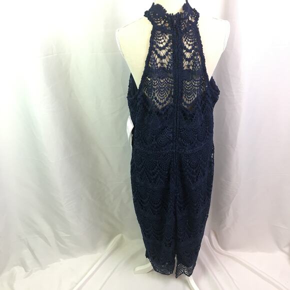 Premier Amour Lace Halter Dress Navy 10 - Picture 6 of 16